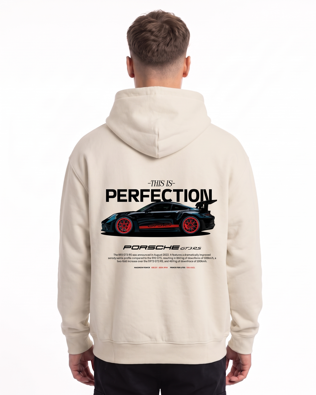 Porsche GT3 RS Oversized Zip Hoodie White Sand – Rückseite