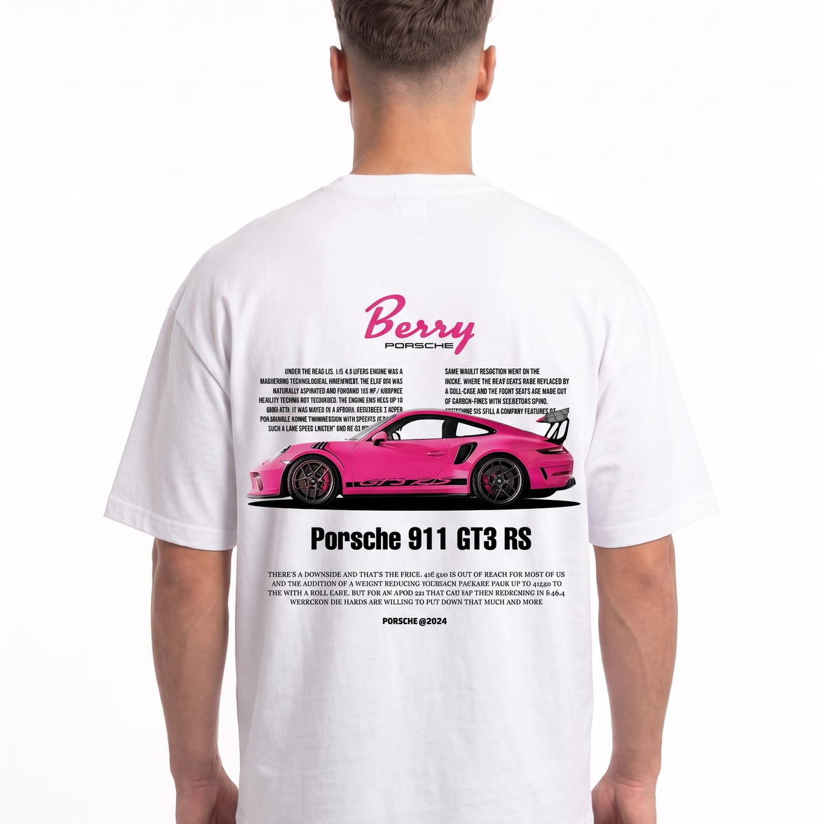 Porsche 911 GT3 RS Oversized Tee White – Rückseite