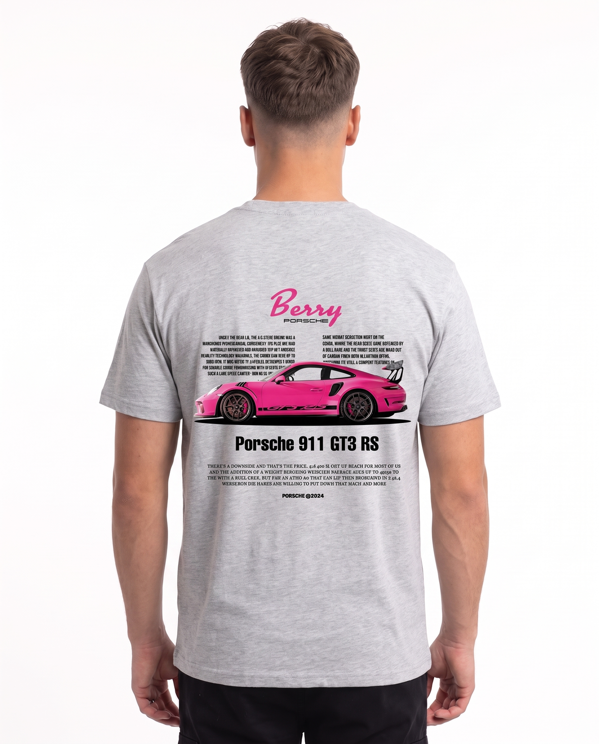 Porsche 911 GT3 RS Standard Tee Heather Grey – Rückseite