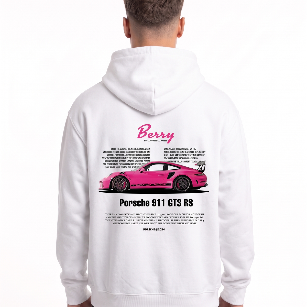 Porsche 911 GT3 RS Oversized Hoodie White – Rückseite