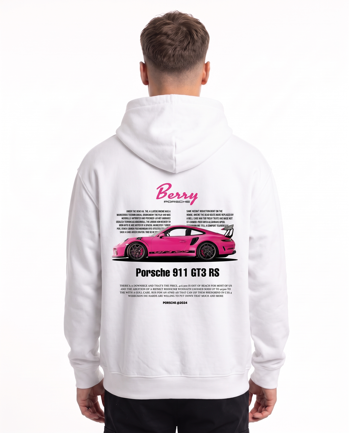 Porsche 911 GT3 RS Oversized Hoodie White – Rückseite
