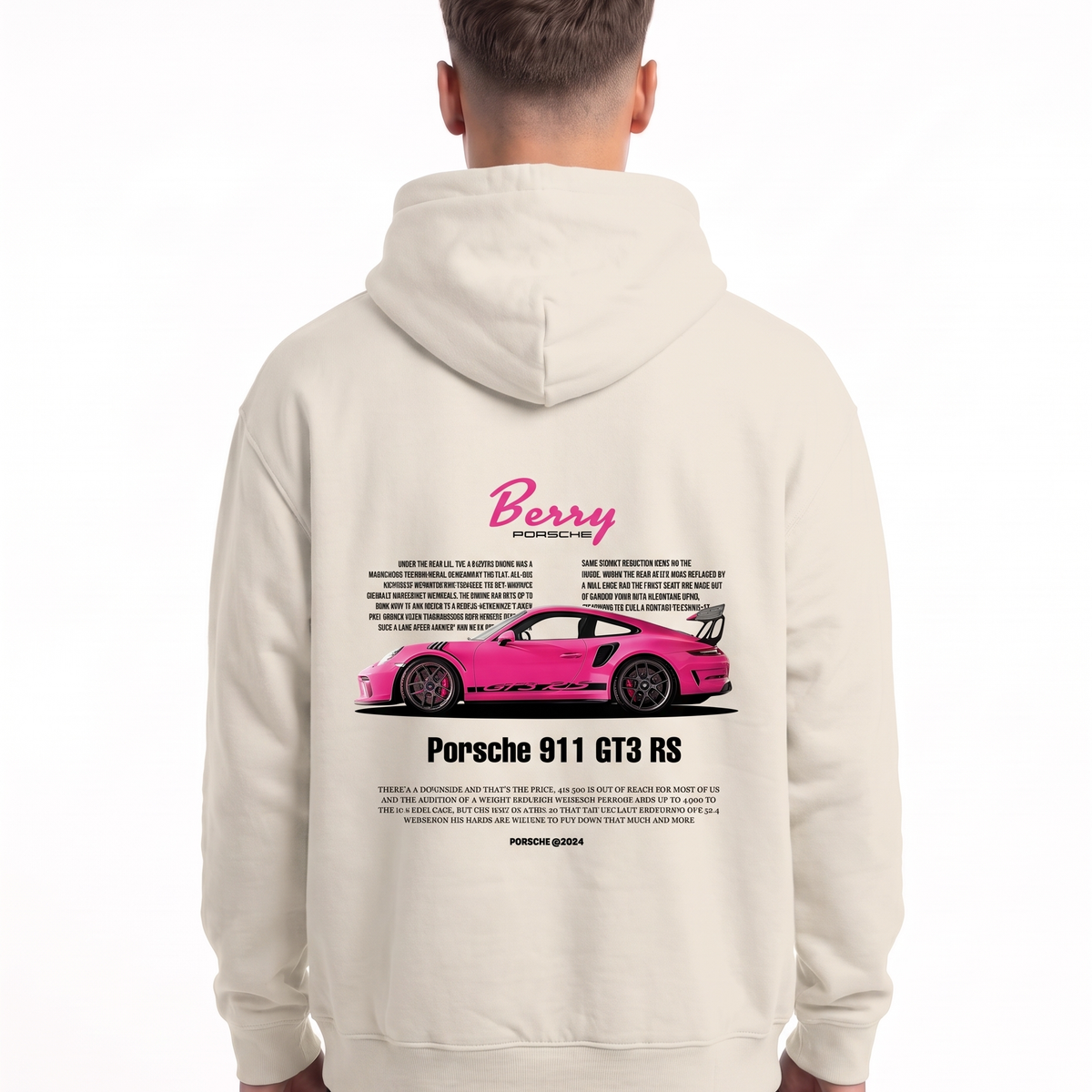 Porsche 911 GT3 RS Oversized Hoodie White Sand – Rückseite