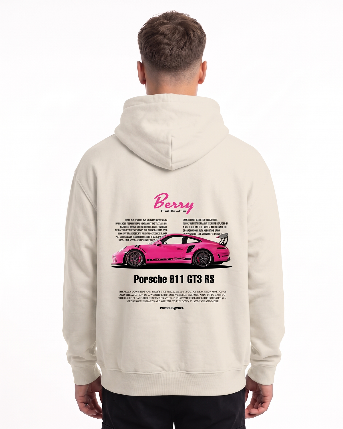 Porsche 911 GT3 RS Oversized Hoodie White Sand – Rückseite