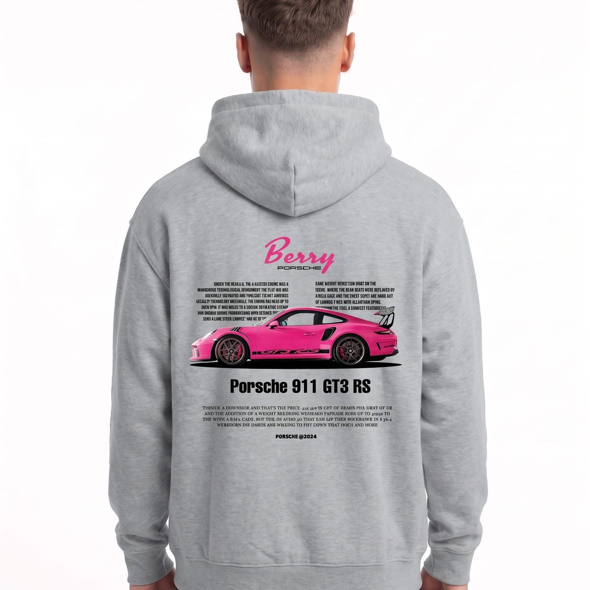 Porsche 911 GT3 RS Oversized Hoodie Light Asphalt – Rückseite