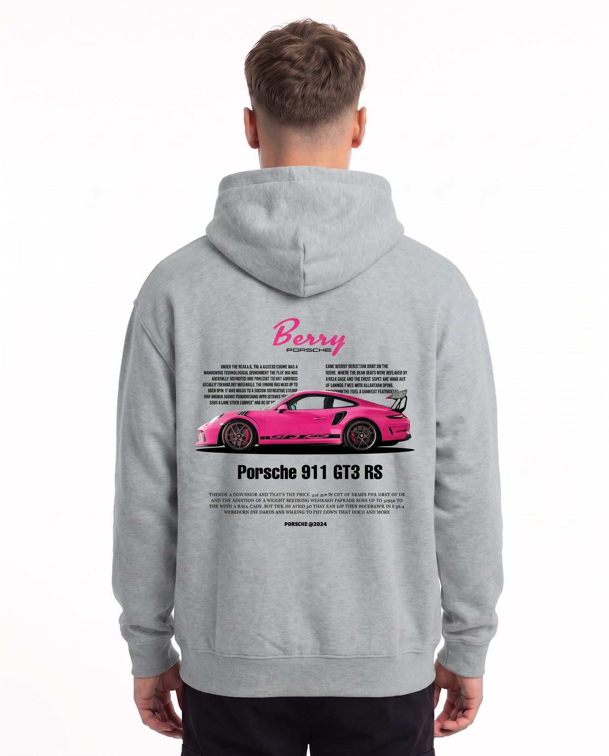 Porsche 911 GT3 RS Oversized Hoodie Light Asphalt – Rückseite