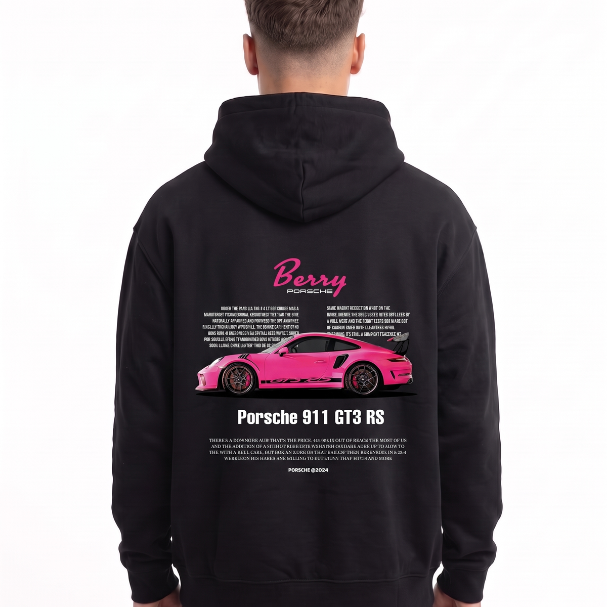 Porsche 911 GT3 RS Oversized Hoodie Black – Rückseite
