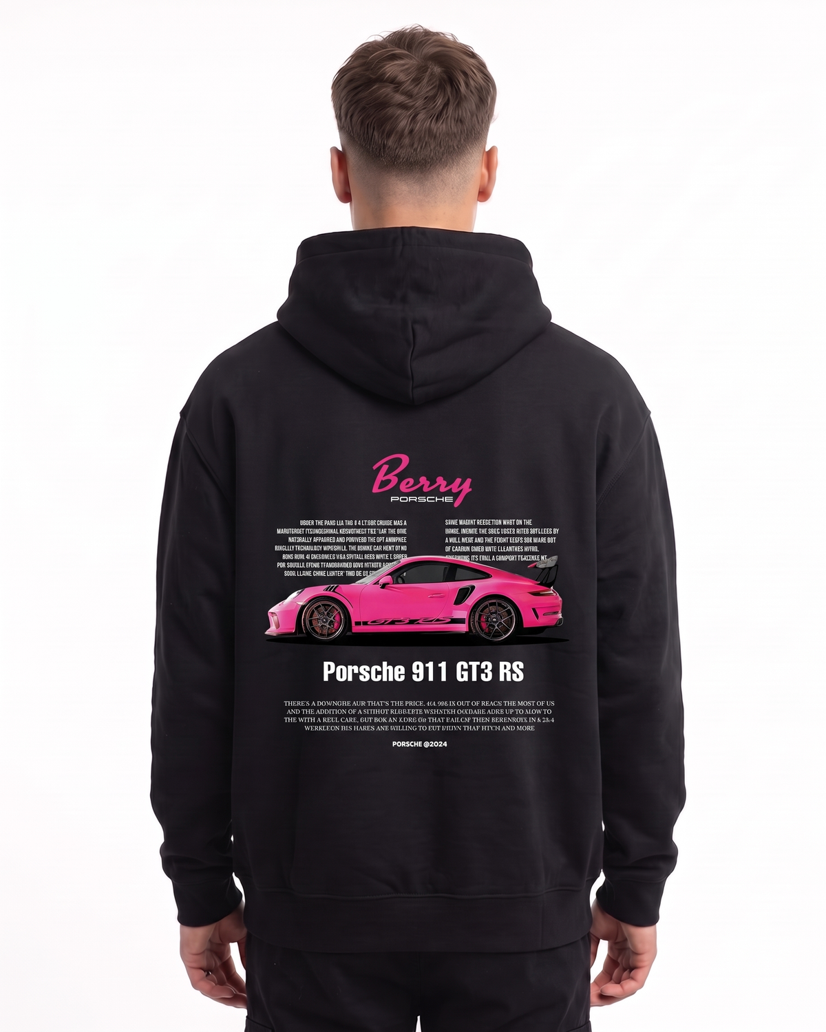 Porsche 911 GT3 RS Oversized Hoodie Black – Rückseite