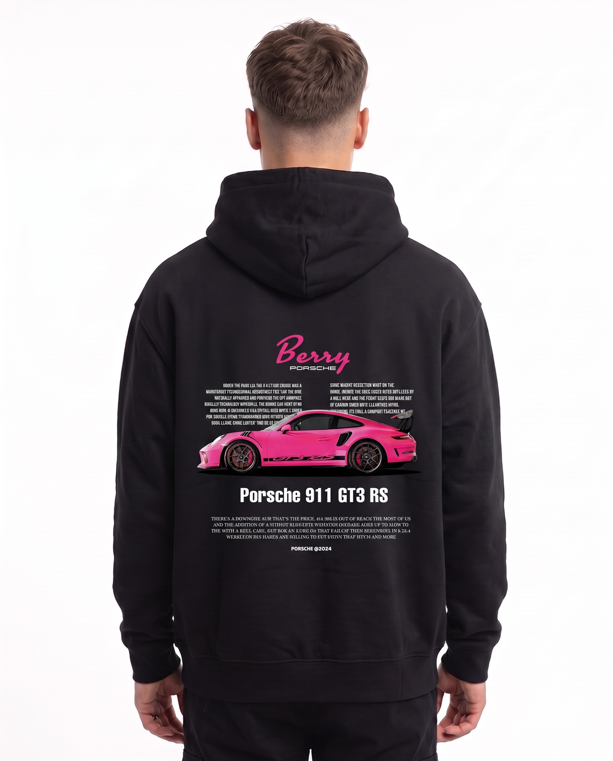 Porsche 911 GT3 RS Oversized Hoodie Black – Rückseite