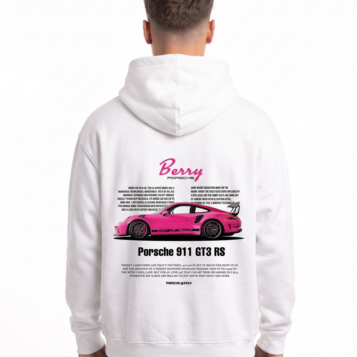 Porsche 911 GT3 RS Oversized Zip Hoodie White – Rückseite