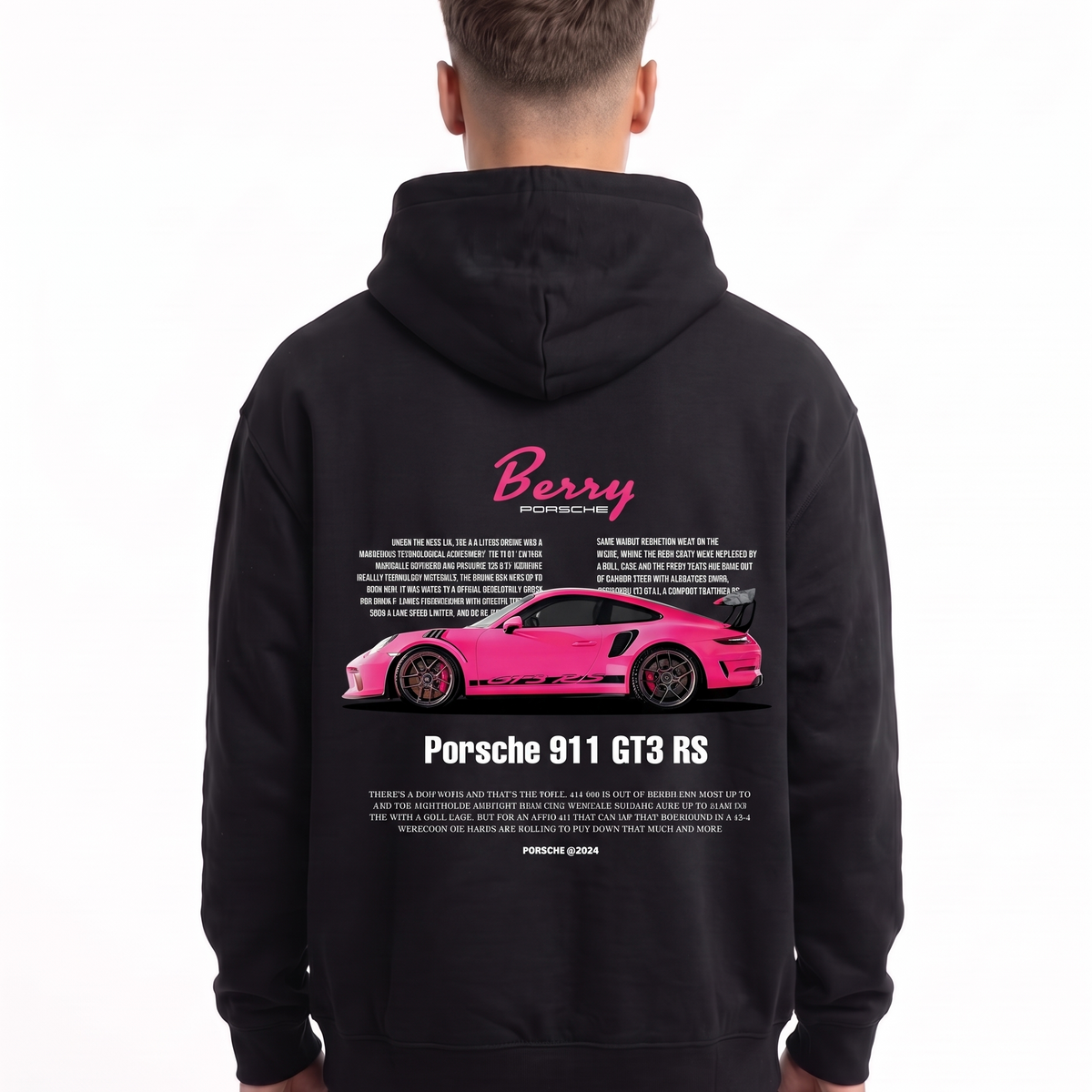 Porsche 911 GT3 RS Oversized Zip Hoodie Black – Rückseite