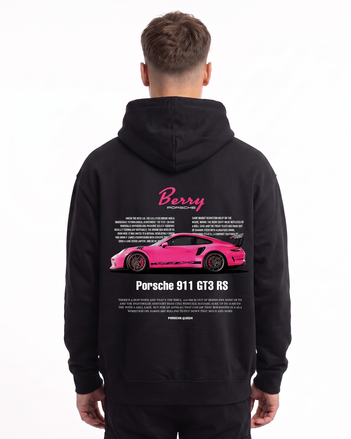 Porsche 911 GT3 RS Oversized Zip Hoodie Black – Rückseite