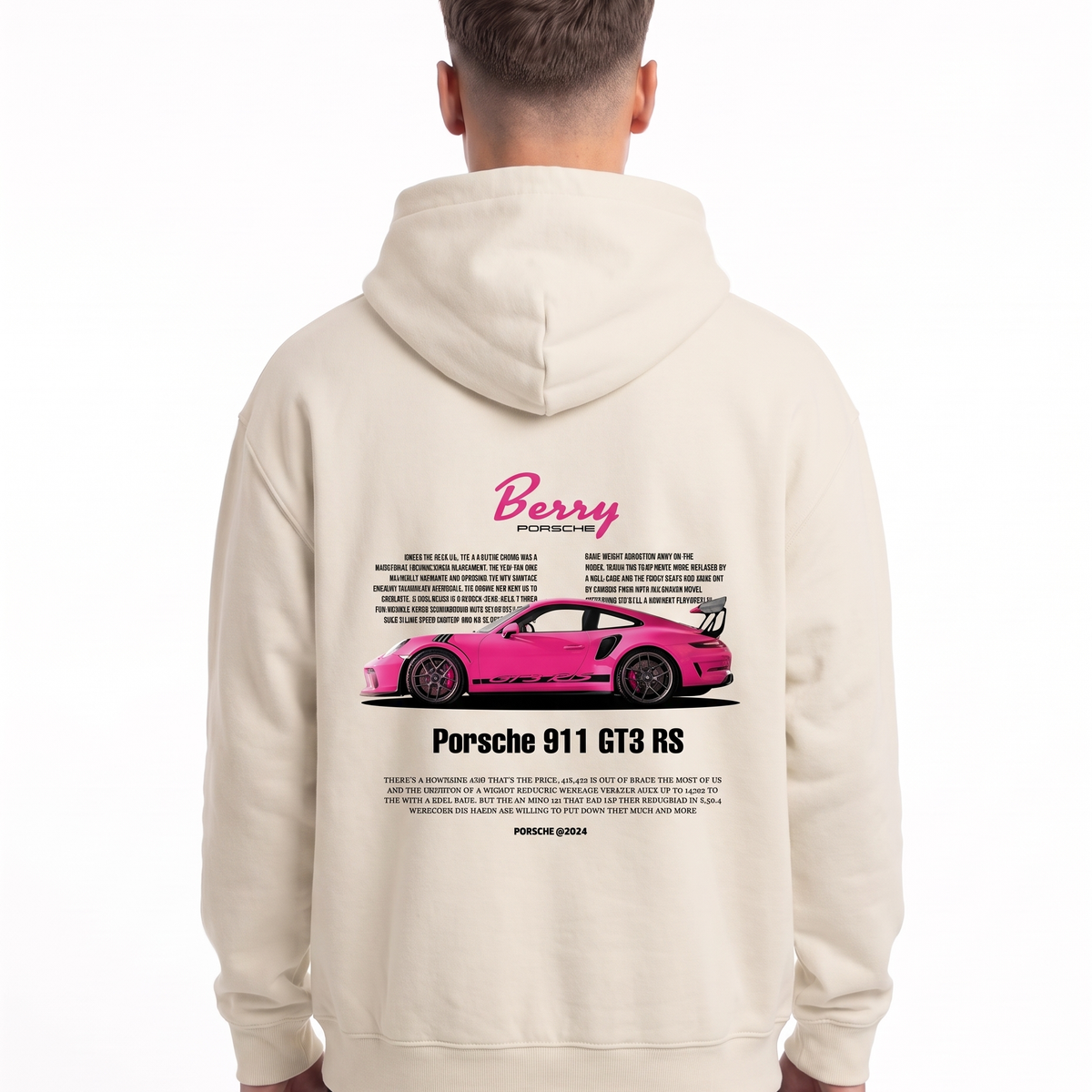 Porsche 911 GT3 RS Oversized Zip Hoodie White Sand – Rückseite