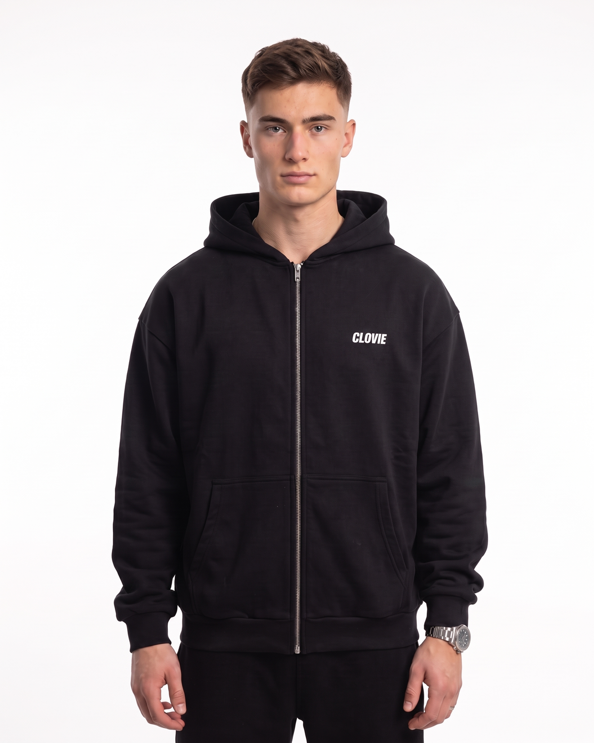 Porsche 911 GT3 RS Oversized Zip Hoodie Black – Vorderseite