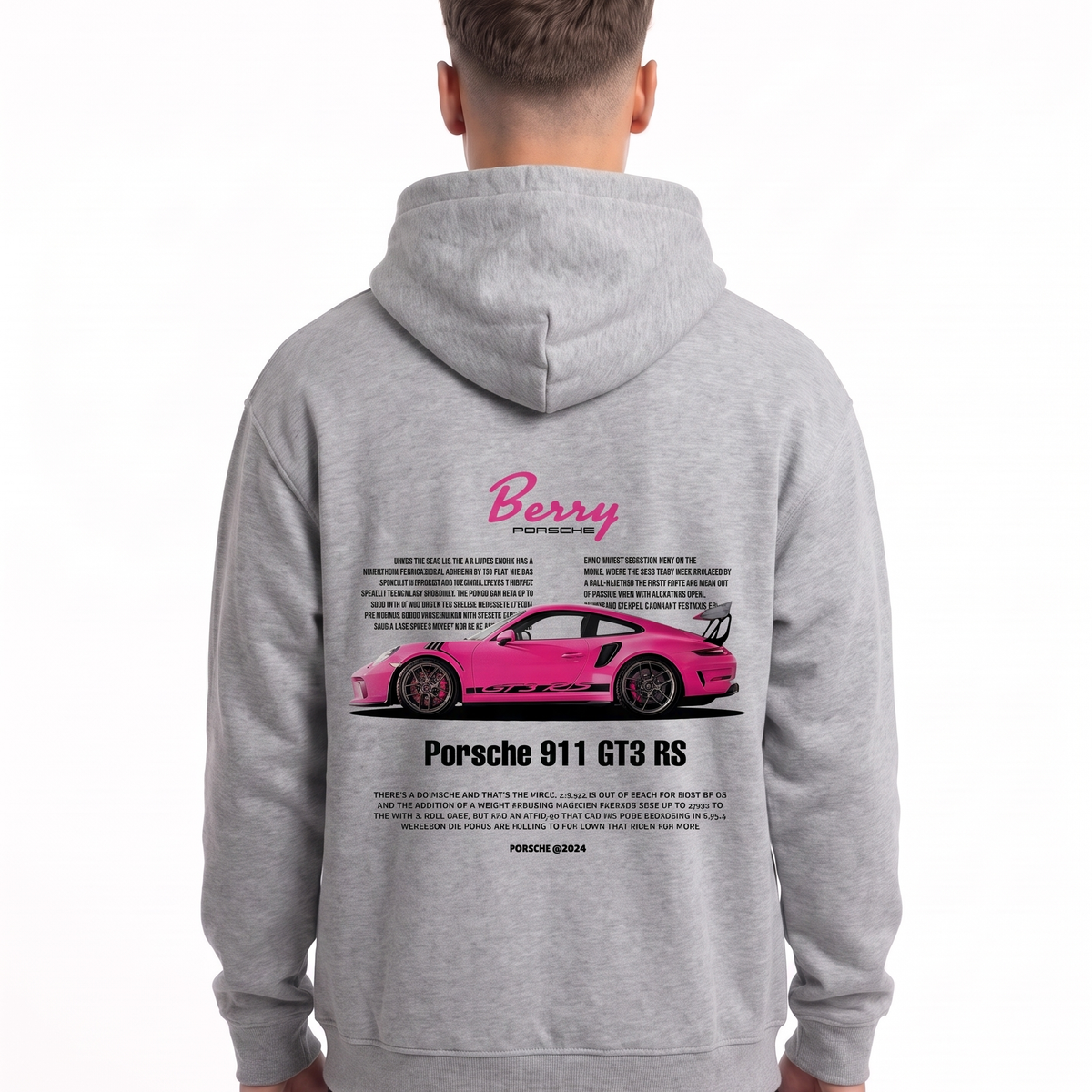 Porsche 911 GT3 RS Hoodie Heather Grey – Rückseite