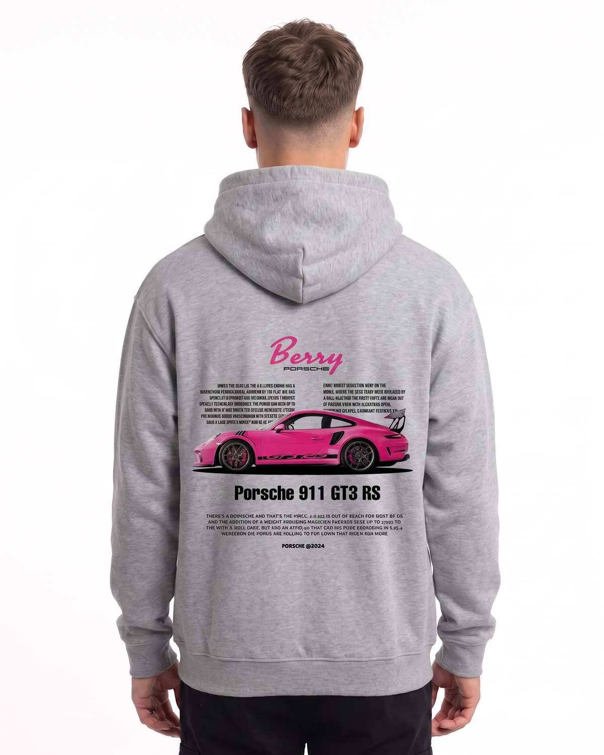 Porsche 911 GT3 RS Hoodie Heather Grey – Rückseite