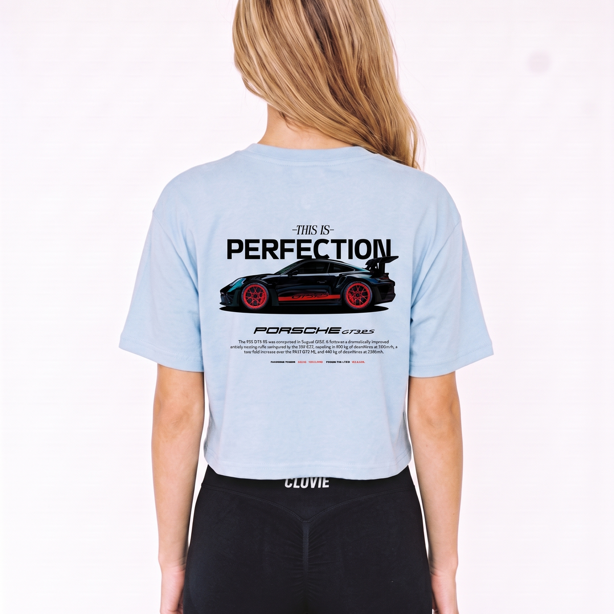 Porsche GT3 RS Cropped Tee Sky Blue – Rückseite