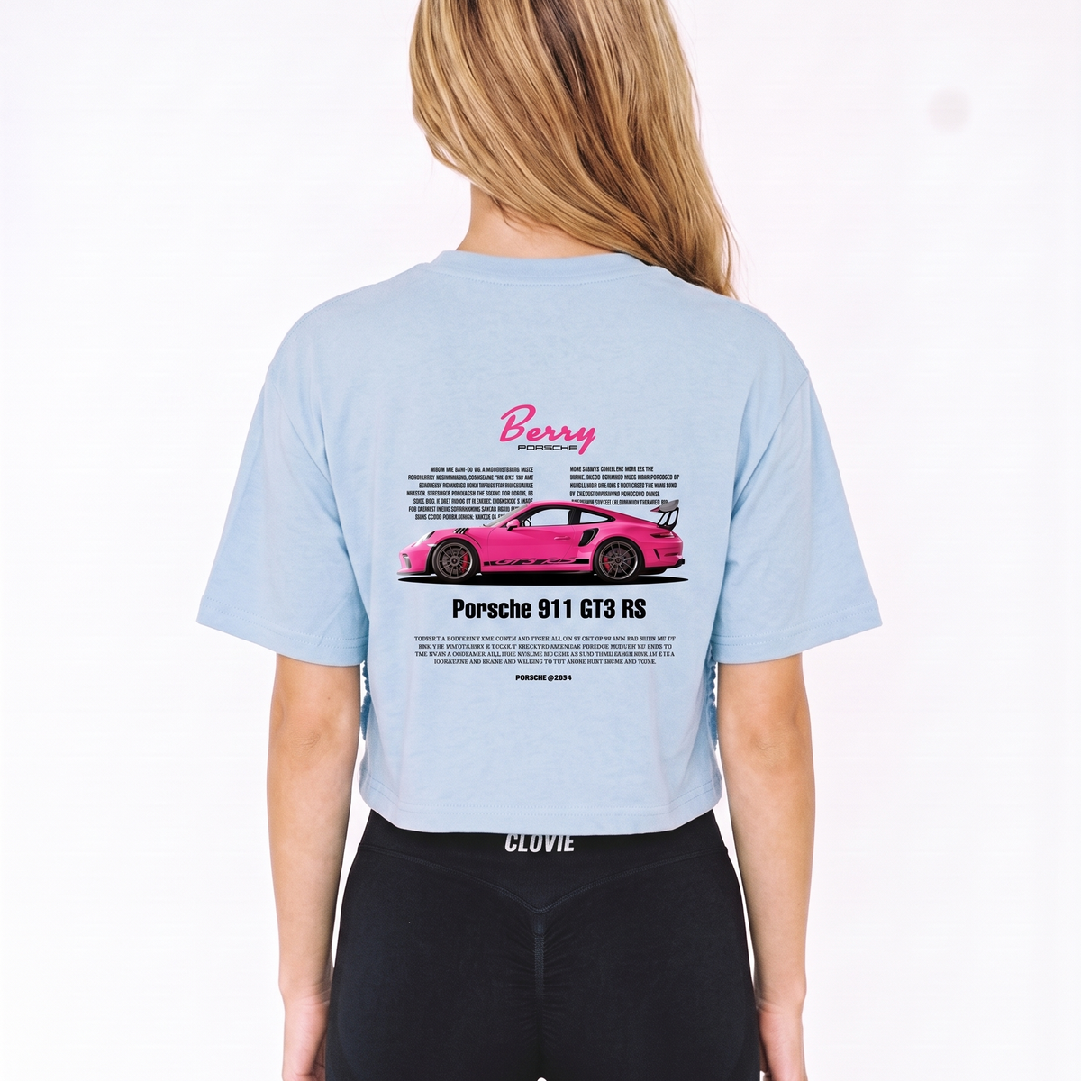 Porsche 911 GT3 RS Cropped Tee Sky Blue – Rückseite
