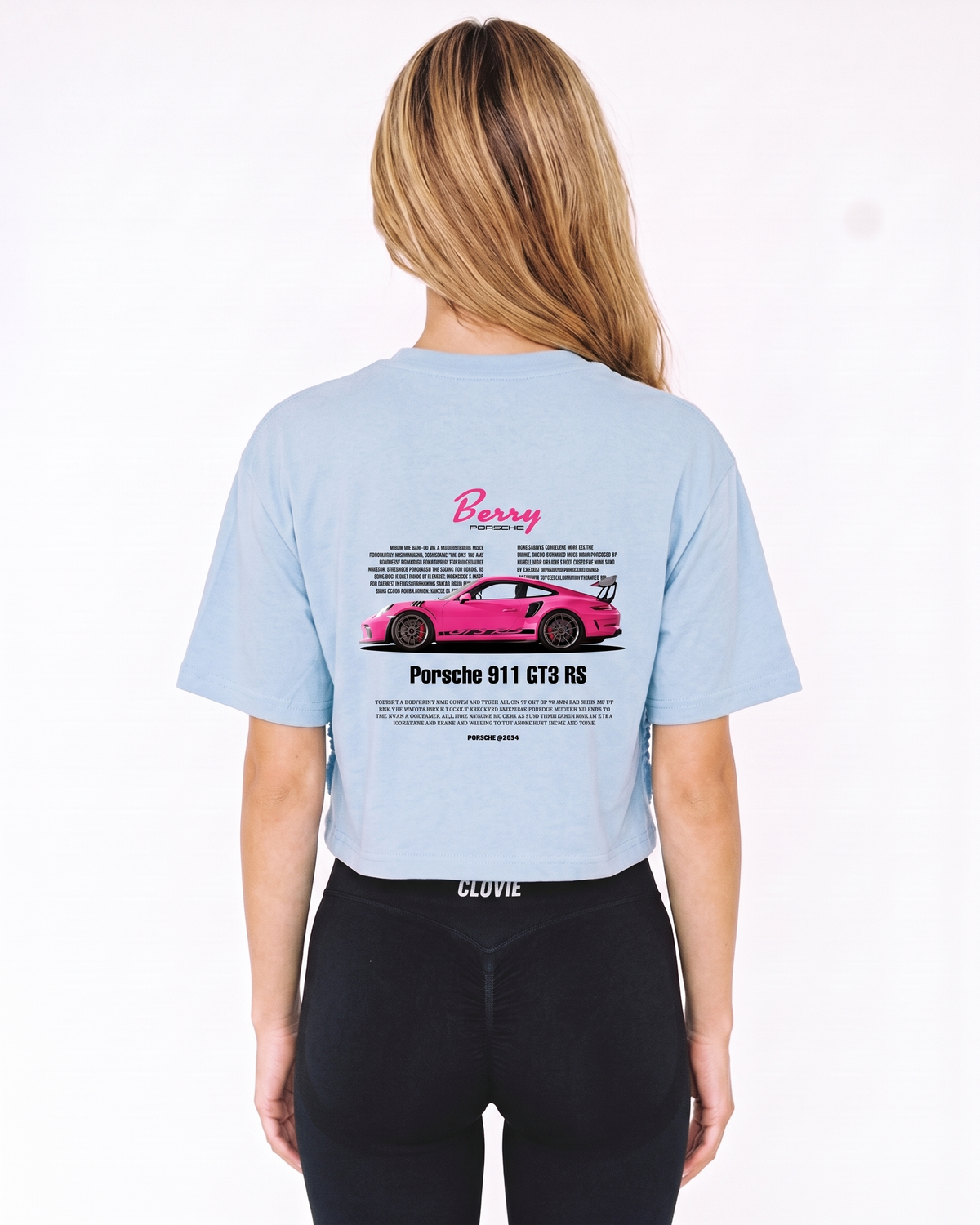 Porsche 911 GT3 RS Cropped Tee Sky Blue – Rückseite