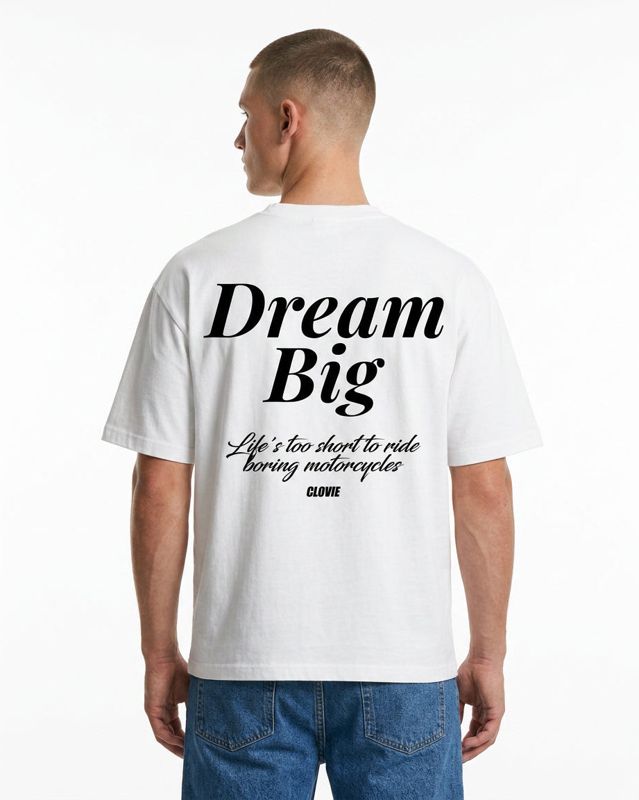 Dream big Oversized Tee White - model front print