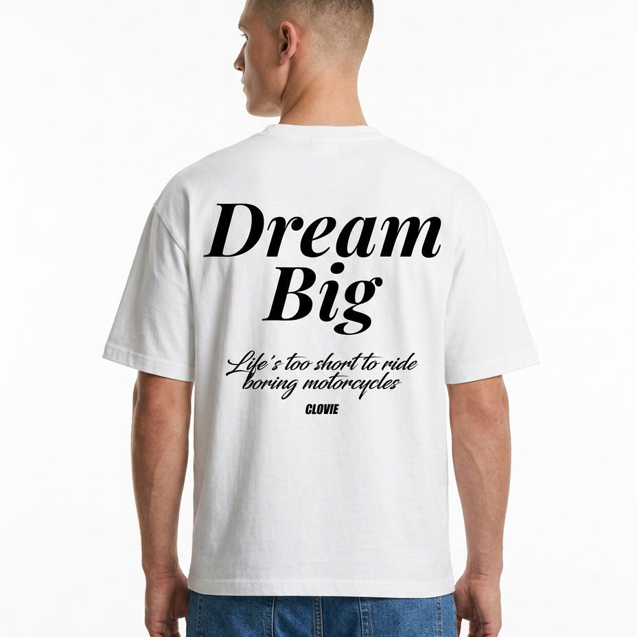 Dream big Oversized Tee White - model front print