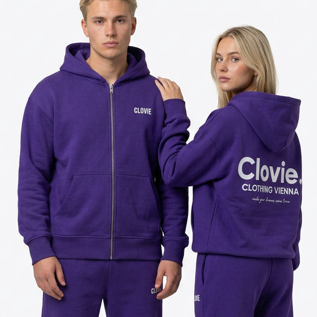 Make your dreams come true Oversized Zip Hoodie Purple - CLOVIE