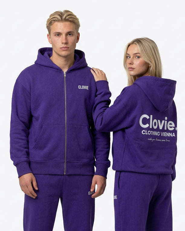 Make your dreams come true Oversized Zip Hoodie Purple - CLOVIE