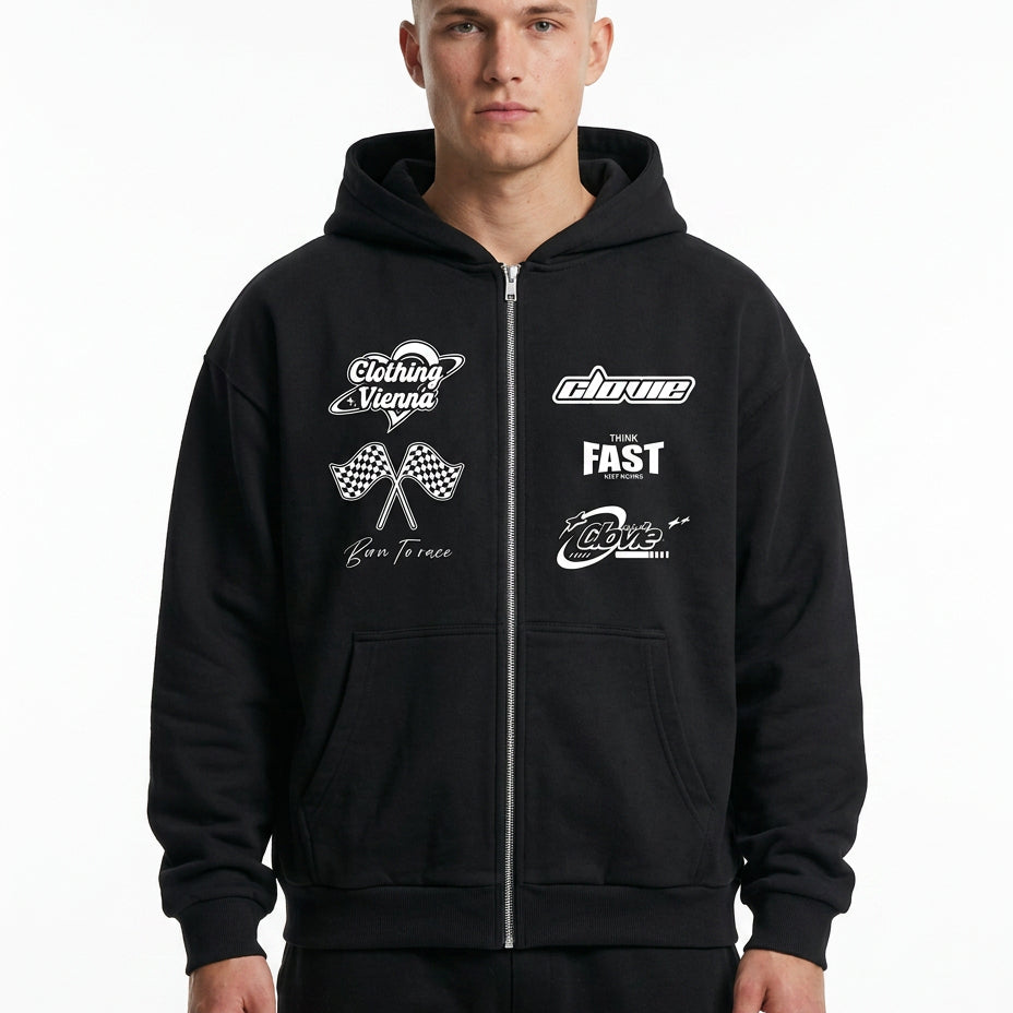 Clovie racing - Oversized Zip Hoodie