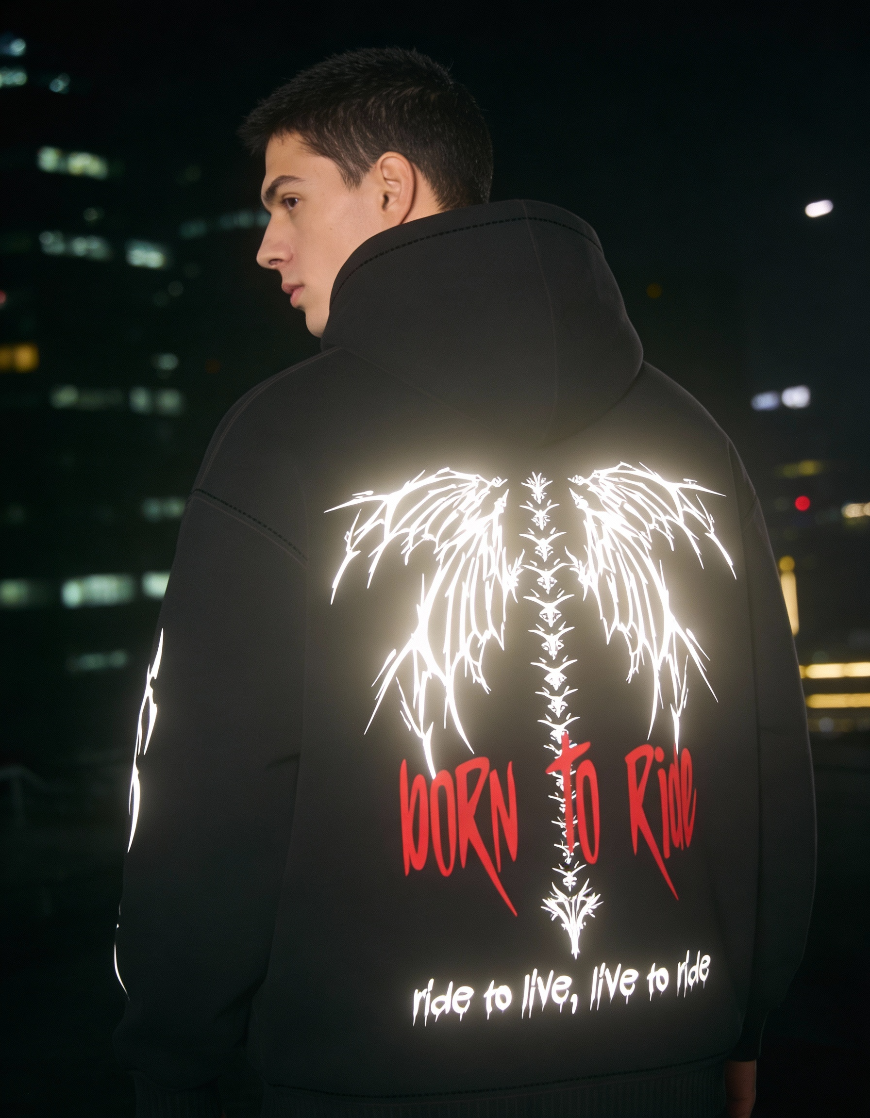 Born to Ride Oversized Hoodie – Supermoto Streetwear von CLOVIE BKLF