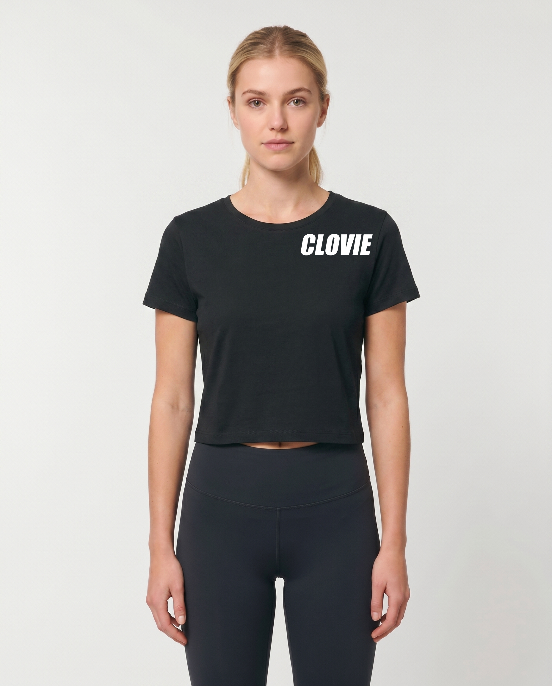Text me Cropped Tee Black Vorderansicht Logo
