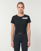 Text me Cropped Tee Black Vorderansicht Logo