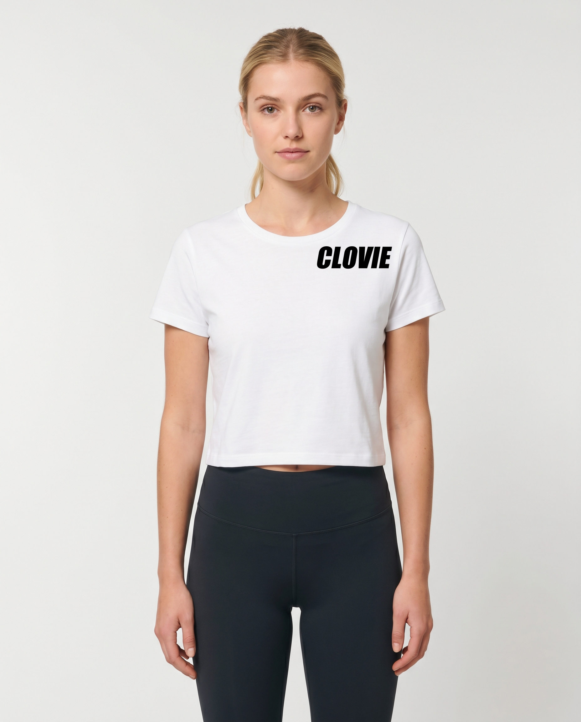 Text me Cropped Tee White Vorderansicht Logo