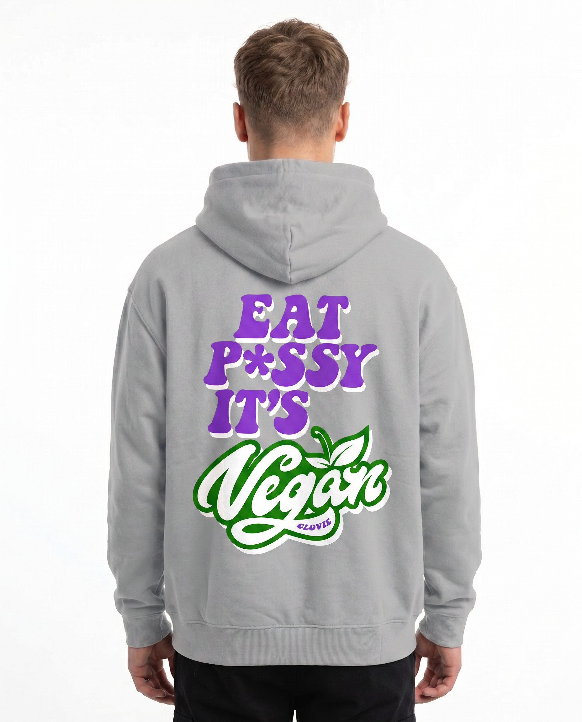 Eat pssy its vegan Hoodie Light Asphalt Back