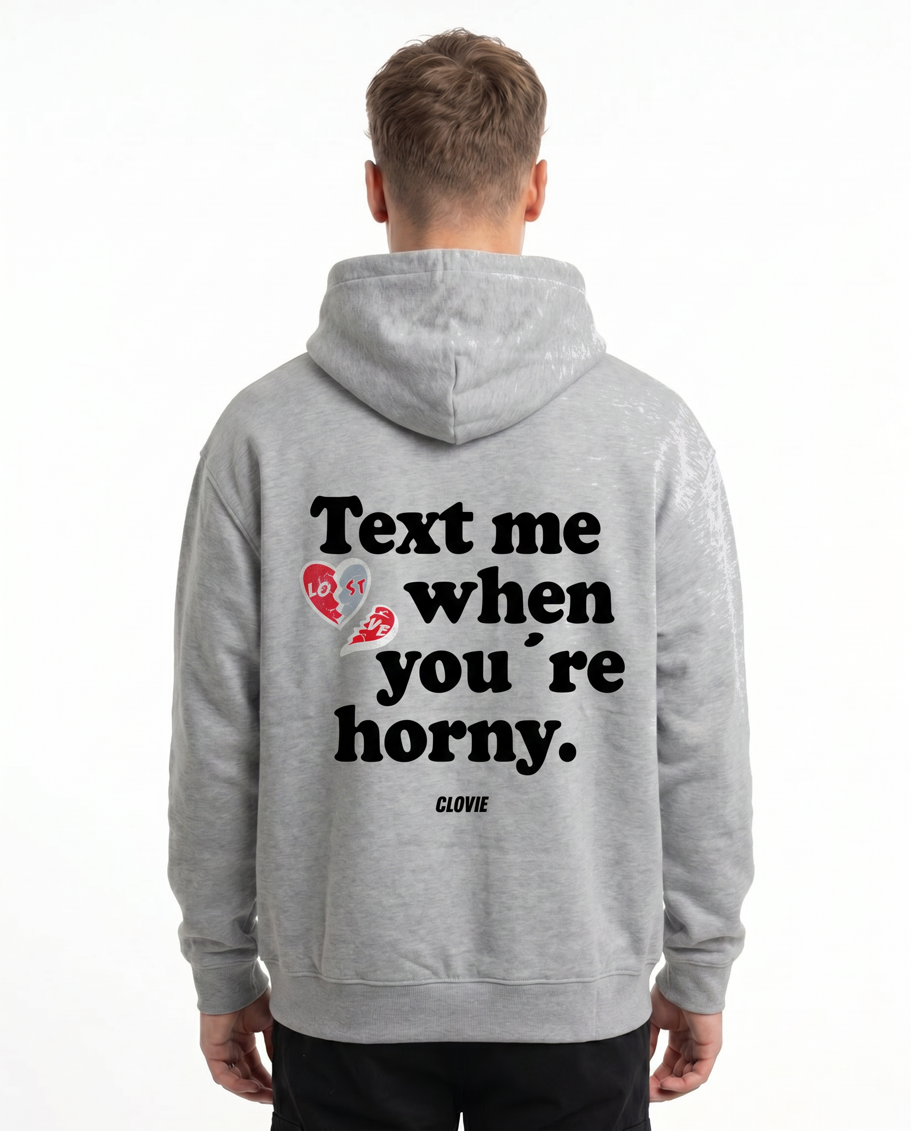 Text me Hoodie Heather Grey Back