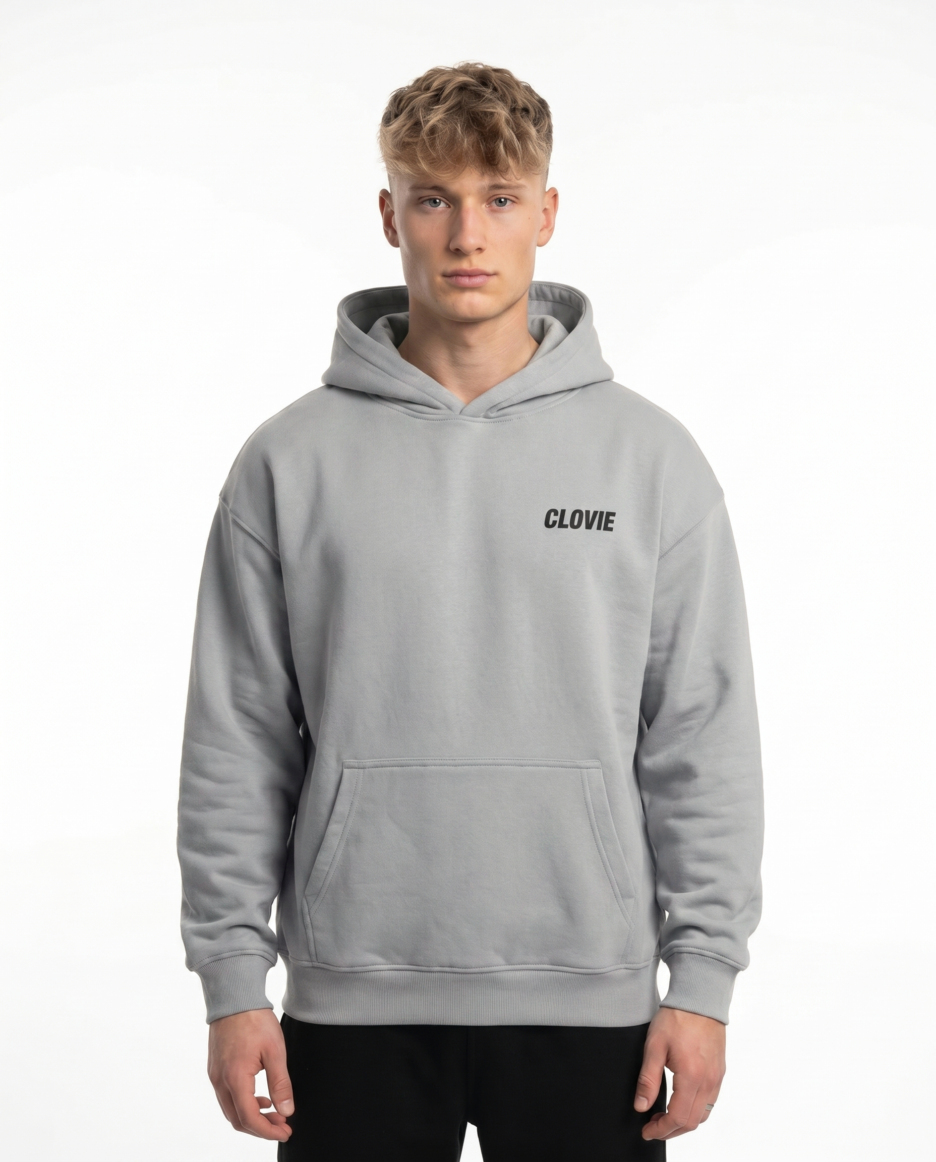 Raised by the streets OVS Hoodie Light Asphalt Front