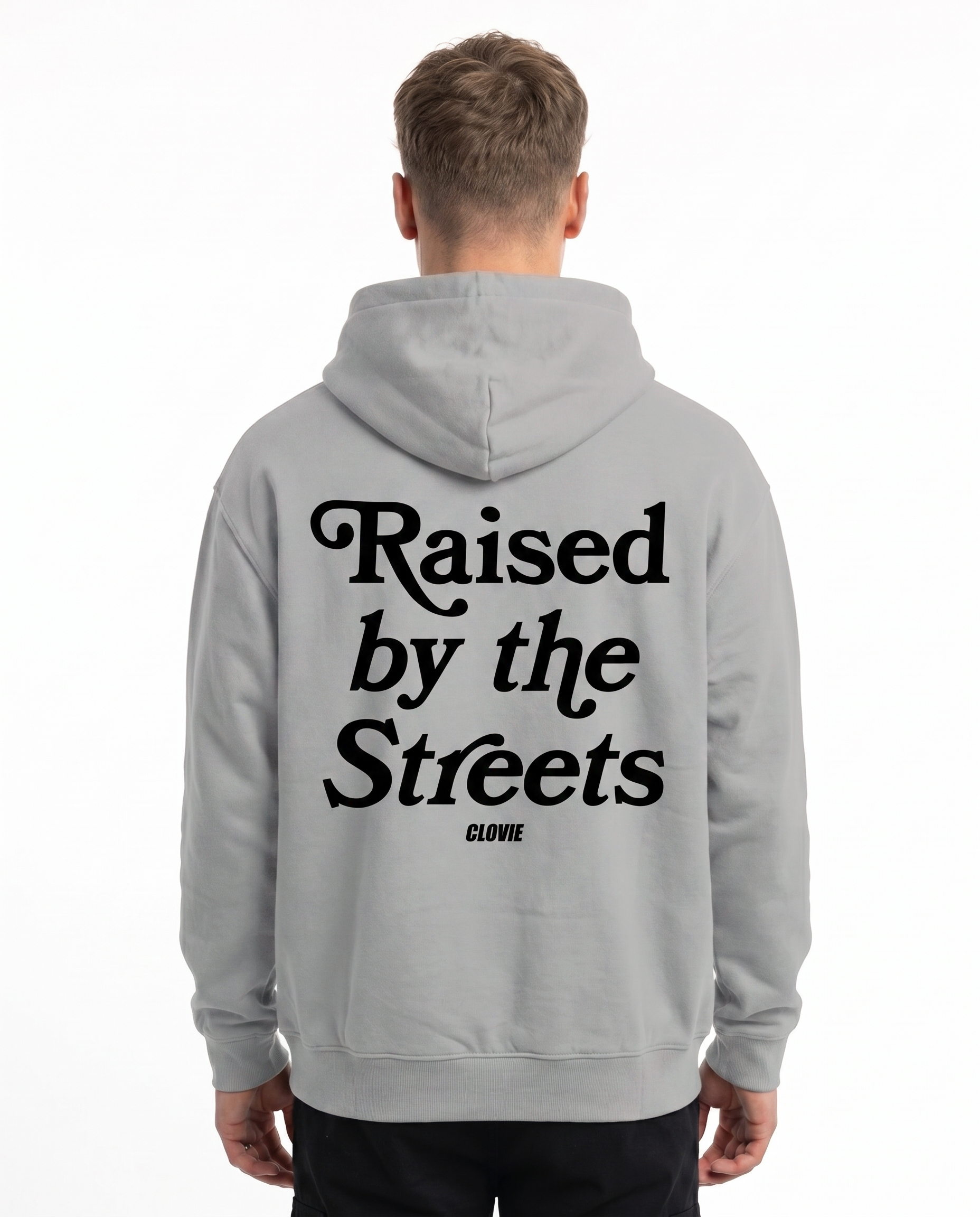 Raised by the streets Zip Hoodie Light Asphalt Back