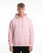 Porsche 911 GT3 Hoodie in Baby Pink, model front with CLOVIE logo