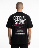 Official Stunt Instructor Oversized Tee — Back view mit OFFICIAL STUNT Instructor + Warning-Detail