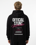 Official Stunt Instructor Oversized Hoodie — Back view mit OFFICIAL STUNT Instructor + Warning-Detail