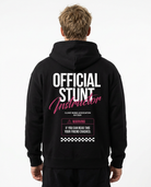 Official Stunt Instructor Oversized Zip Hoodie — Back view mit OFFICIAL STUNT Instructor + Warning-Detail