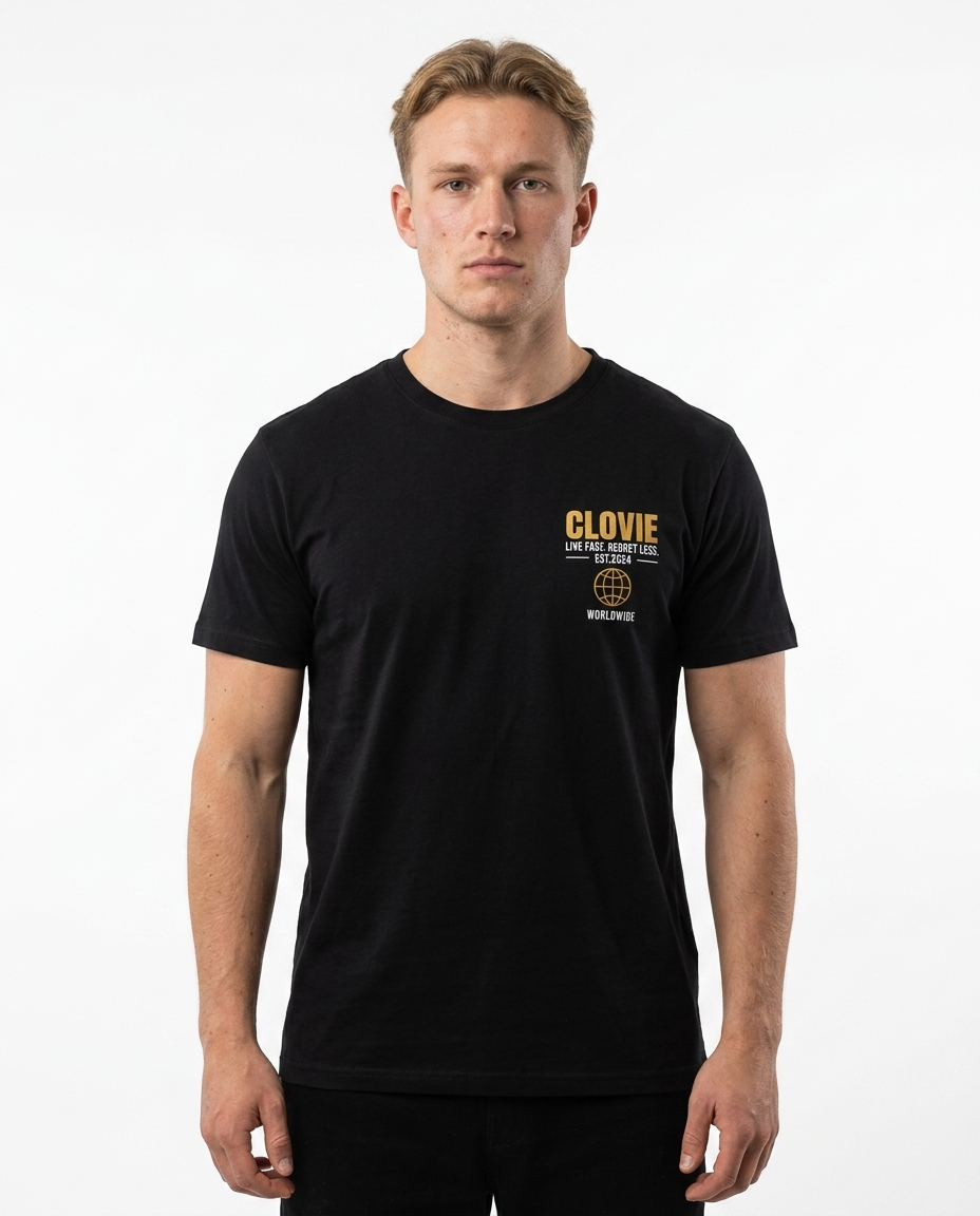 Risk Not Regret Standard Tee – Front, Brust-Print