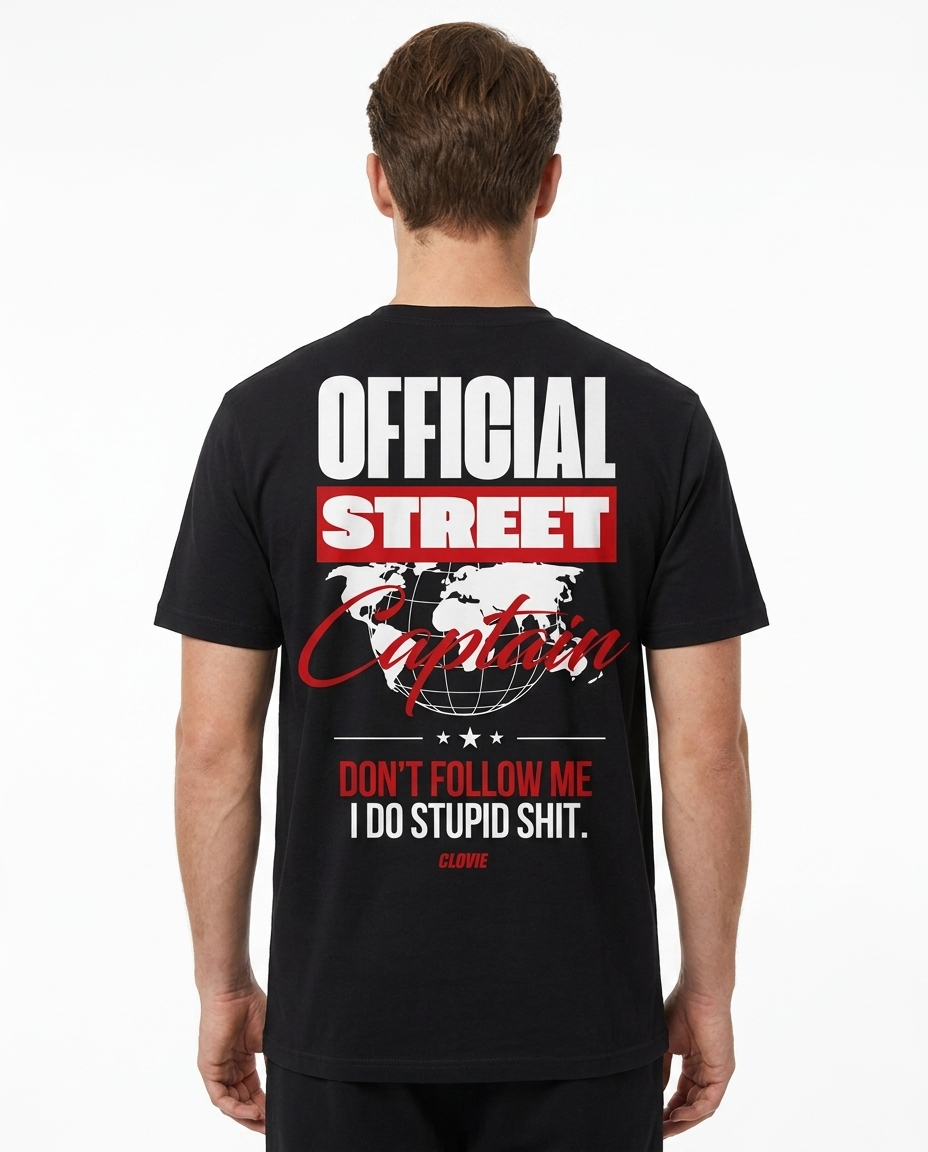 Official Street Captain Standard Tee – Back, Globe Varsity Print