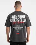 Late Night Riders Club Oversized Tee Charcoal – Rückseite, 3AM Print