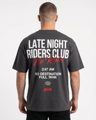 Late Night Riders Club Oversized Tee Charcoal – Rückseite, 3AM Print