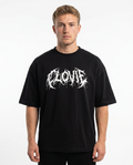 Phantom Oversized Tee Black – Vorderseite, CLOVIE Print