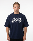 Phantom Oversized Tee French Navy – Vorderseite, CLOVIE Print