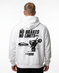 No brakes no limits Oversized Zip Hoodie white - model back print