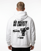 No brakes no limits Oversized Zip Hoodie white - model back print