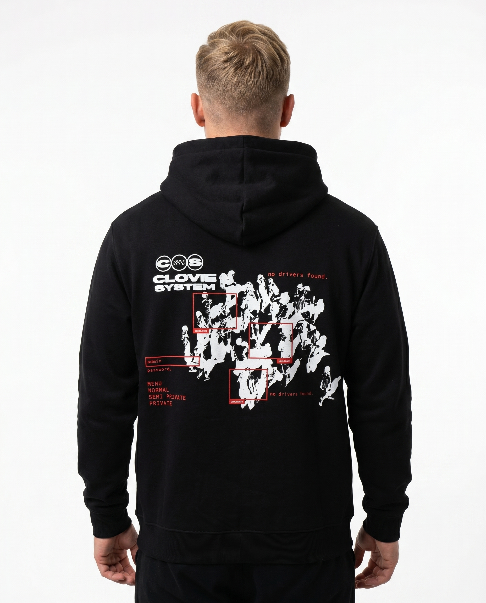 Clovie system Hoodie jet black - model back print