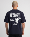 No brakes no limits Standard Tee french navy - model back print