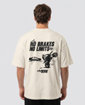 No brakes no limits Oversized Tee natural raw - model back print
